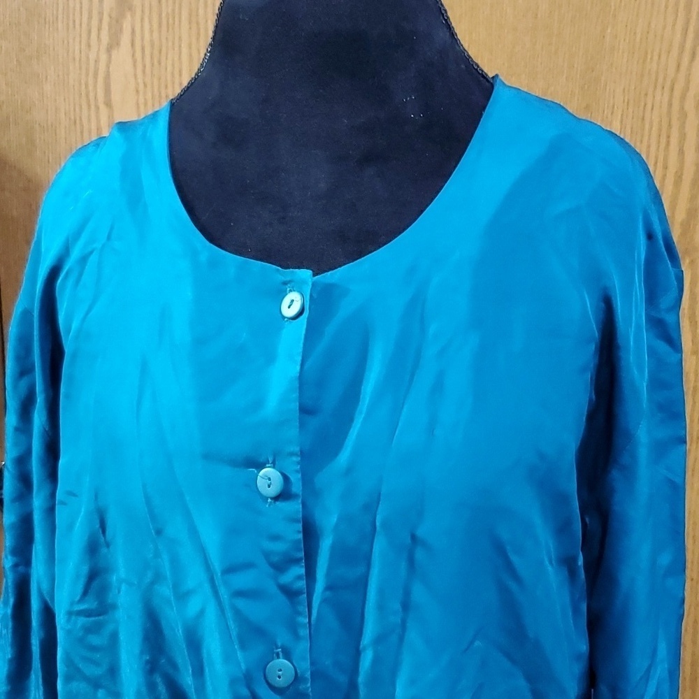 Diane von Furstenberg the color authority teal silk long sleeve tunic top NWT